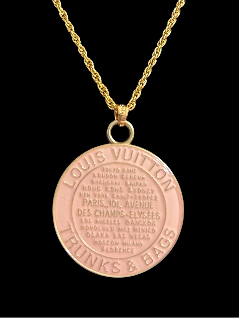 Authentic Louis Vuitton Pink Trunks & Bags Charm Necklace